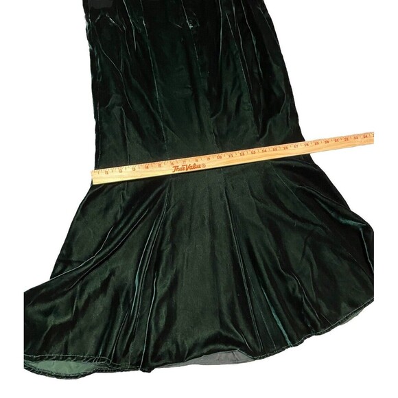Vintage Velvet Emerald Green Strapless Sweetheart Mermaid Gown Maxi Bow Dress S - Picture 8 of 10